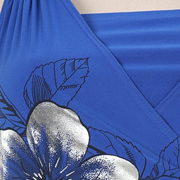 Fuchsia/Silver Foil Flower Halter Tunic Top/Dress - Picture 8 of 8